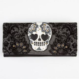 Paisley Flocked Skull Wallet Black One Size For Women 214296100