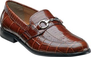 Mens Stacy Adams Servino 24871   Cognac Reptile Print Leather Moc Toe Shoes
