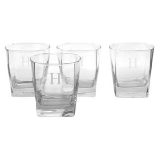Personalized Monogram Whiskey Glass Set of 4   H