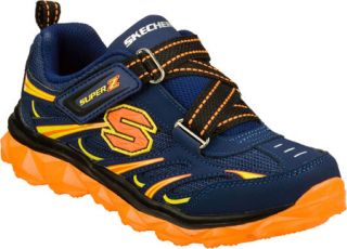 Boys Skechers Mighty Flex Sproom   Navy/Orange Casual Shoes