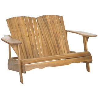 Safavieh Outdoor Living Hantom Adirondack Natural Acacia Wood Bench (NaturalMaterials Acacia WoodWeather resistant YesUV protection Yes Dimensions 34.6 inches high x 57.5 inches wide x 37.4 inches deepWeight 55 lbs. each benchAssembly required )