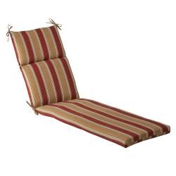 Pillow Perfect Outdoor Red/ Gold Striped Chaise Lounge Cushion (Red/gold stripedMaterials PolyesterFill 100 percent virgin polyester fiber fillClosure Sewn seam Weather resistant UV protection Care instructions Spot clean onlyDimensions 72.5 inches l