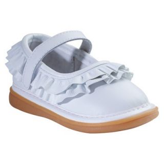Toddler Girls Wee Squeak Ruffle Genuine Leather Mary Jane Shoes   White 10