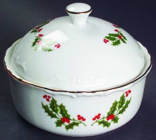 All the Trimmings Christmas Holly (Porcelain) Candy Box with Lid, Fine China Din