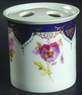 Sadek Vanderbilt Service Toothbrush Holder, Fine China Dinnerware   Andrea,Gold