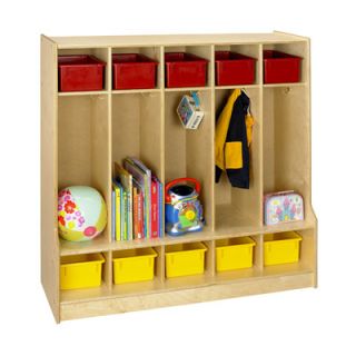 A&E Wood Designs Cubbie Locker With Step Bench in Natural 0468AE natural
