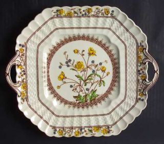 Spode Buttercup (Older Backstamp) Square Handled Cake Plate, Fine China Dinnerwa
