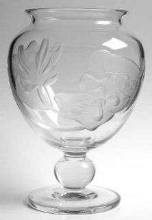 Tiffin Franciscan Carved Roses 9 Globe Vase   Sand Carved Rose Design, Clear
