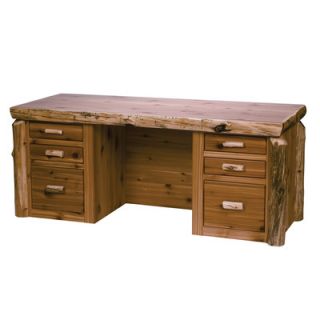 Fireside Lodge Traditional Cedar Log Executive Desk with 6 Drawers 17090 / 17