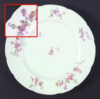 Bassett 5789 Dinner Plate, Fine China Dinnerware   Pink,Yellow&Gray Flowers,Embo