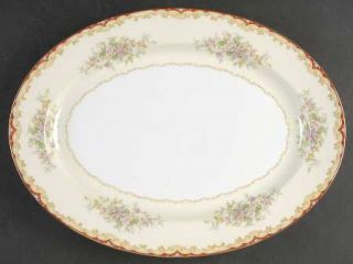 Noritake Lares 16 Oval Serving Platter, Fine China Dinnerware   Red & Tan Edge,