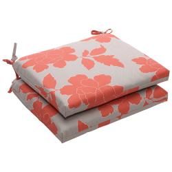 Outdoor Grey And Coral Floral Seat Cushion Squared (set Of 2) (Grey, coralMaterials 100 percent polyesterFill 100 percent virgin polyester fiber fillClosure Sewn seam Weather resistantUV protectionCare instructions Spot clean onlyDimensions 18.5 inch