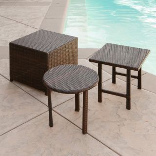 Best Selling Home Decor Furniture LLC Palmilla Wicker End Table Set Multicolor  