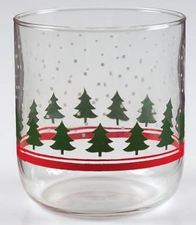 Libbey   Rock Sharpe Lrs61 Double Old Fashioned   Green Trees,Snow,Red Bands