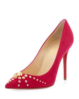 Door Knock Studded Red Sole Pump, Cyclamen/Gold   Christian Louboutin