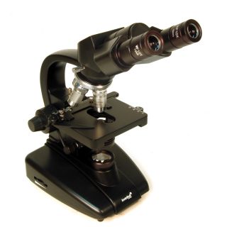 Levenhuk 625 Biological Microscope (BlackHead BinocularEyepieces WF10x, WF20xRevolving nosepiece with four objective lensesObjectives 4x/0.10; 10x/0.25; 40x/0.65; 100x/1.25 (oil immersion)Filters 1 piece, blueStage dimensions, in 4.9x4.5, movable al