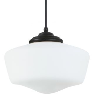 Academy Extra Large 1 light Heirloom Bronze Pendant With Satin White Schoolhouse Glass