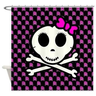  Cute Skull Crossbones Polka Dark Shower Curtain  Use code FREECART at Checkout