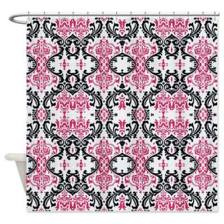  Pink and black damask print Shower Curtain  Use code FREECART at Checkout
