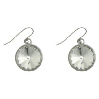 Drop Glass Stone Earring   Silver/Crystal