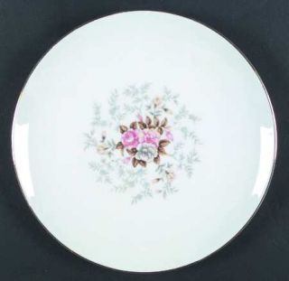 Wentworth Petit Point Dinner Plate, Fine China Dinnerware   Floral Center, Gray
