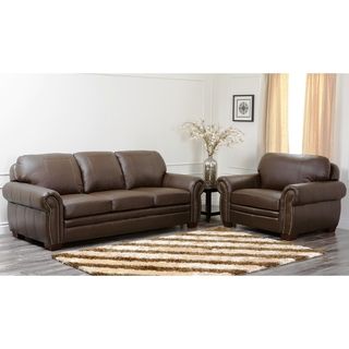 Abbyson Living Signature Italian Leather 2pc Sofa And Chair Set