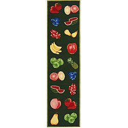 Hand hooked Fruits Hunter Green Wool Runner (26 X 10) (GreenPattern FloralMeasures 0.375 inch thickTip We recommend the use of a non skid pad to keep the rug in place on smooth surfaces.All rug sizes are approximate. Due to the difference of monitor col