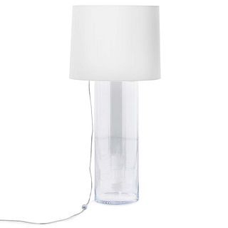 Cylinder Glass Table Lamp, White
