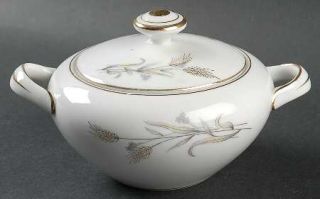 Empress (Japan) Gold Wheat Sugar Bowl & Lid, Fine China Dinnerware   Blue/Gold/G