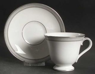 Waterford China Carina Platinum Footed Cup & Saucer Set, Fine China Dinnerware  