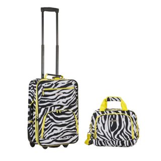 Rockland Expandable Lime Zebra 2 piece Lightweight Carry on Luggage Set