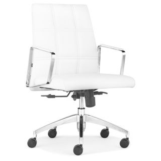 Controller Low Back White Office Chair (WhiteMaterials LeatheretteFinish Chromed steelDimensions 34.6~36.6 inches high x 21.5 inches wide x 28.7 inches deep Seat dimensions 16 18 inches high x 20 inches wide x 18.9 inches deep Assembly required )