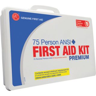Genuine First Aid 75 Person ANSI OSHA Kit   Plastic Case, Model# GFAP2108
