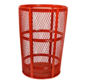 Witt Industries 48 Gallon Outdoor Trash Can w/ See Through Mesh, Red Finish
