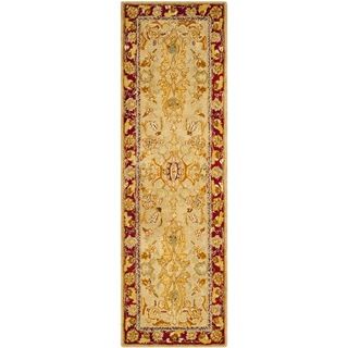 Safavieh Handmade Taj Mahal Sage/ Red Wool Rug (26 X 12)