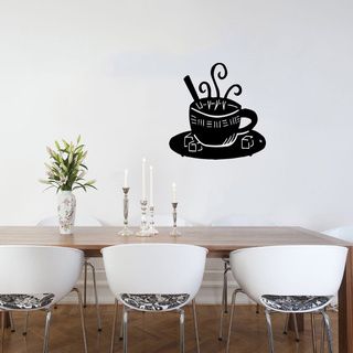 Cup Of Coffee Black Aroma Wall Vinyl Decal (Glossy blackDimensions 25 inches wide x 35 inches long )