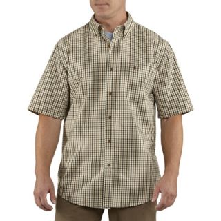 Carhartt Mens Plaid Short Sleeved Shirt   Brown, Large, Model# 100386 235