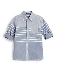 Hartstrings Toddlers & Little Boys Chambray Striped Shirt   Sailing Blue