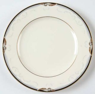 Noritake Sunswept Salad Plate, Fine China Dinnerware   Gray,White&Gold Wing Shap