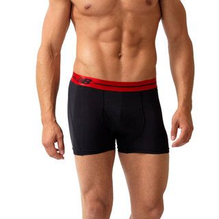 New Balance Mens Performance Black And Red Sport Trunks (3 inch Inseam)