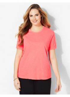Catherines Plus Size Basic Brights Tee   Womens Size 1X, Neon Pink