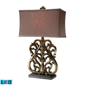 Dimond Lighting DMD D1842 LED Roseville Lamp with  Taupe Faux Silk Shade & Taupe