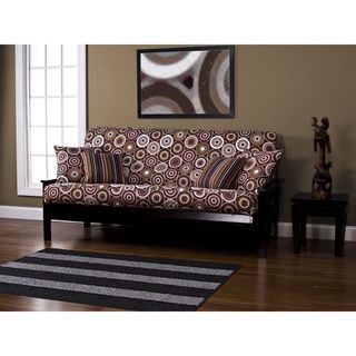 Rockin Around Polyester Queen size Futon Cover (Cocoa brown, mocha brown, caramel, wheat, rust red, stone, white, black Pattern Contemporary concentric circleCare instructions Machine washable Dimensions 78 inches long x 58 inches wideThe digital image
