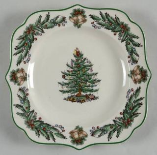 Spode Christmas Tree Garland Square Salad Plate, Fine China Dinnerware   Tree,Ho