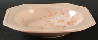 Mikasa Petal Puff Rim Soup Bowl, Fine China Dinnerware   White Flowers,Peach Bod
