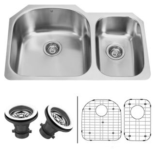 Vigo 31 inch Undermount Stainless Steel Kitchen Sink, Two Grids And Two Strainers