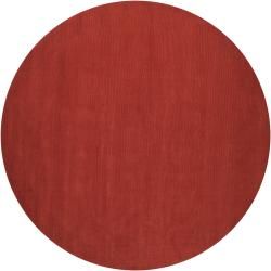 Hand crafted Orange Solid Casual Pinega Wool Rug (6 Round)