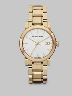 Burberry Check Stamped Stainless Steel Watch/Goldtone   Gold