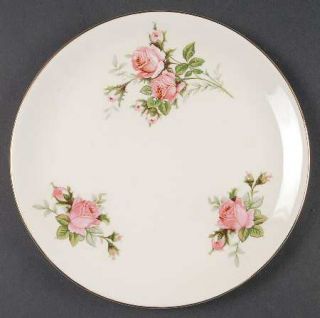 Royal Wilton Ryw1 Salad Plate, Fine China Dinnerware   Pink Roses & Buds,  Green
