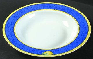 Studio Nova Chelsea Large Rim Soup Bowl, Fine China Dinnerware   Yellow & Blue B